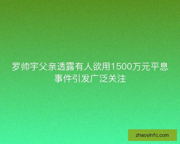 罗帅宇父亲透露有人欲用1500万元平息事件引发广泛关注 罗帅宇父亲透露有人欲用1500万元平息事件引发广泛关注